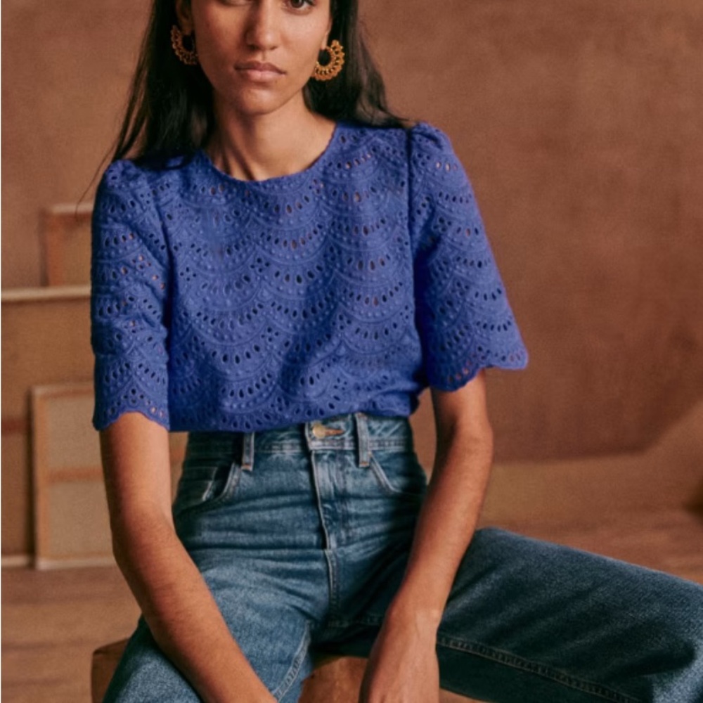 Sezane Lisa Blouse, Electric Blue, Size 34 (French)/ 2 (US)